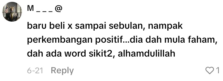 Komen M _ _ _ @ tentang perkembangan yang diperhatikan