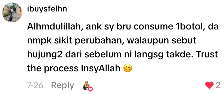 Komen ibuysfelhn tentang sedikit perubahan yang diperhatikan